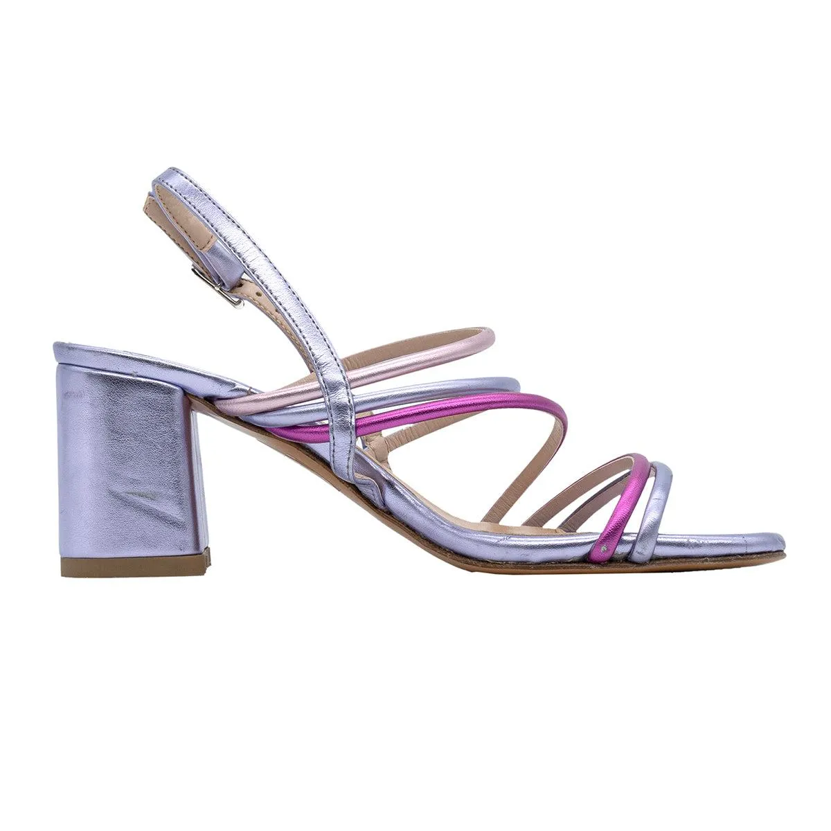 Albano L' Amour By Block High-Heel Shoes Leather Purple Colour For Women