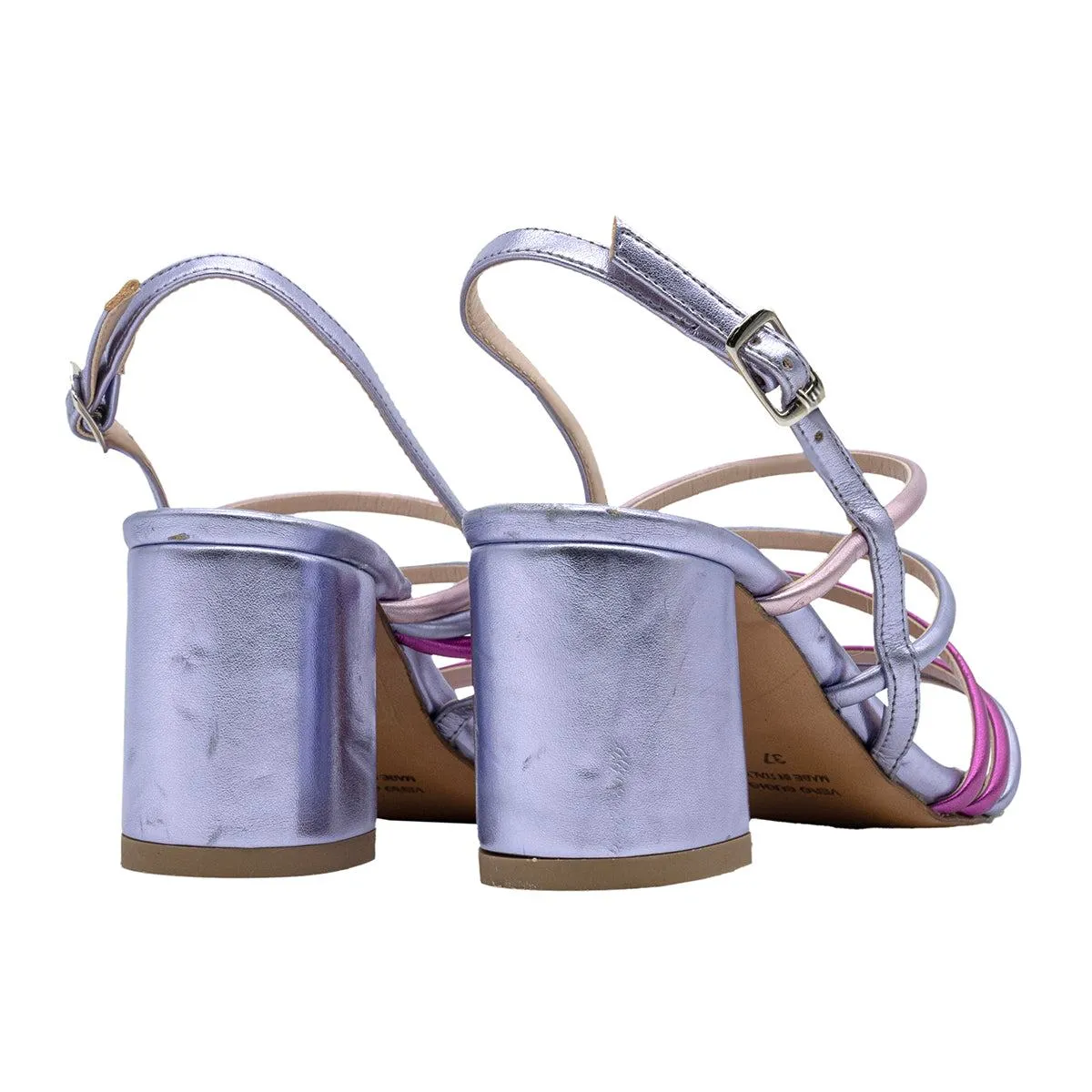 Albano L' Amour By Block High-Heel Shoes Leather Purple Colour For Women