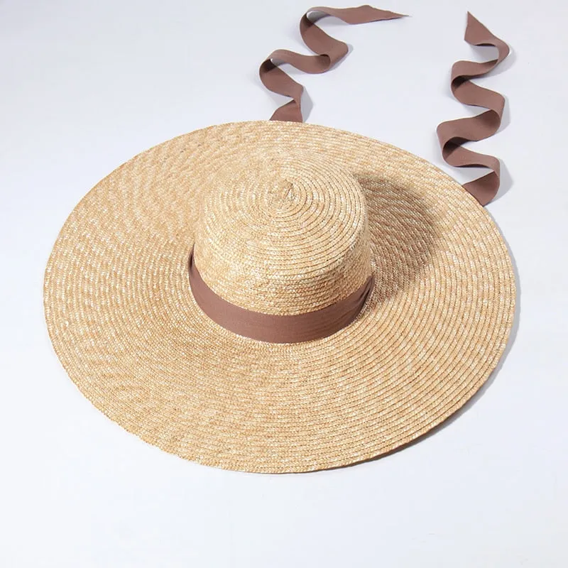 Beach Hats for Women - Summer Sun Hats with Strap - Boho Hat, Paper Straw Fedora Hat