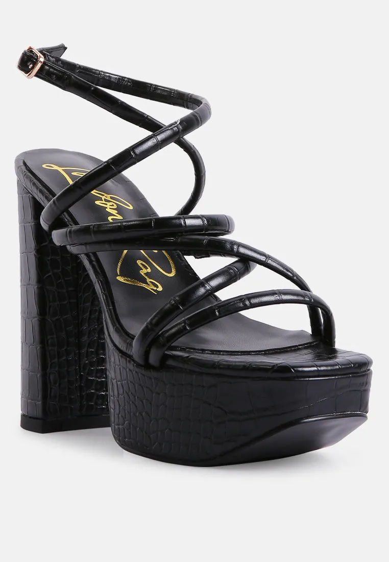 beam tips strappy chunky platform high heel sandals
