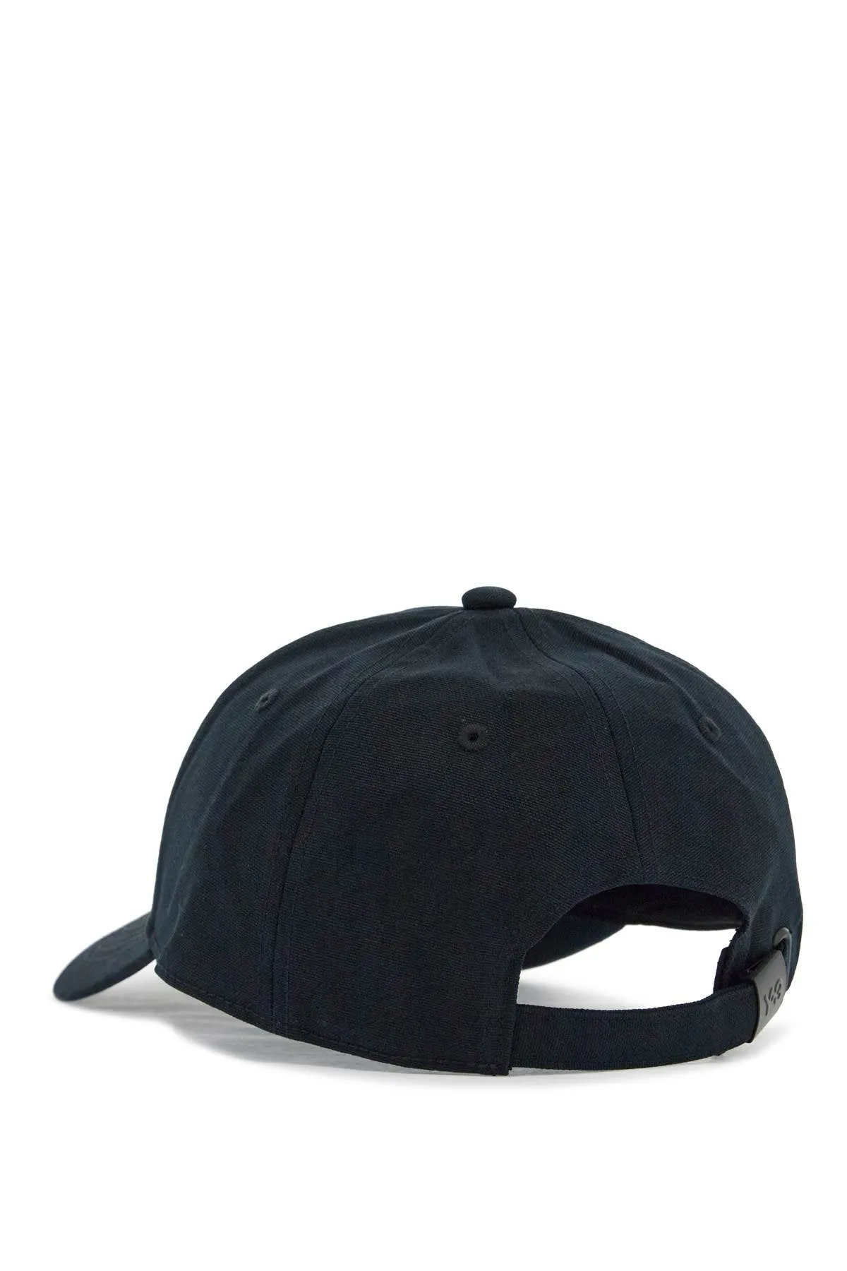 black cotton baseball cap with curved brim adjustable
