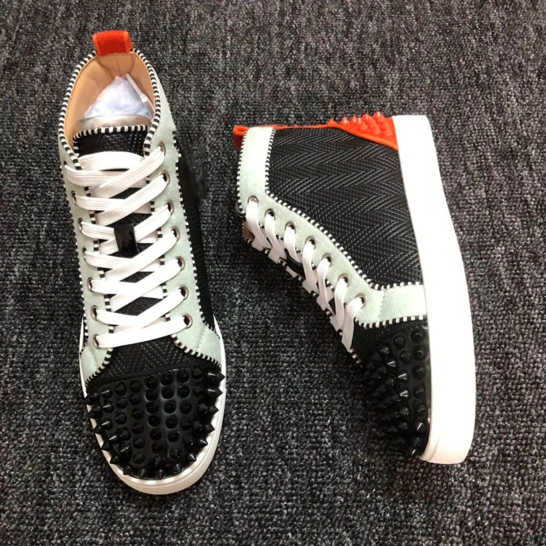 Black White Red Mixed Color Rivet Sneakers