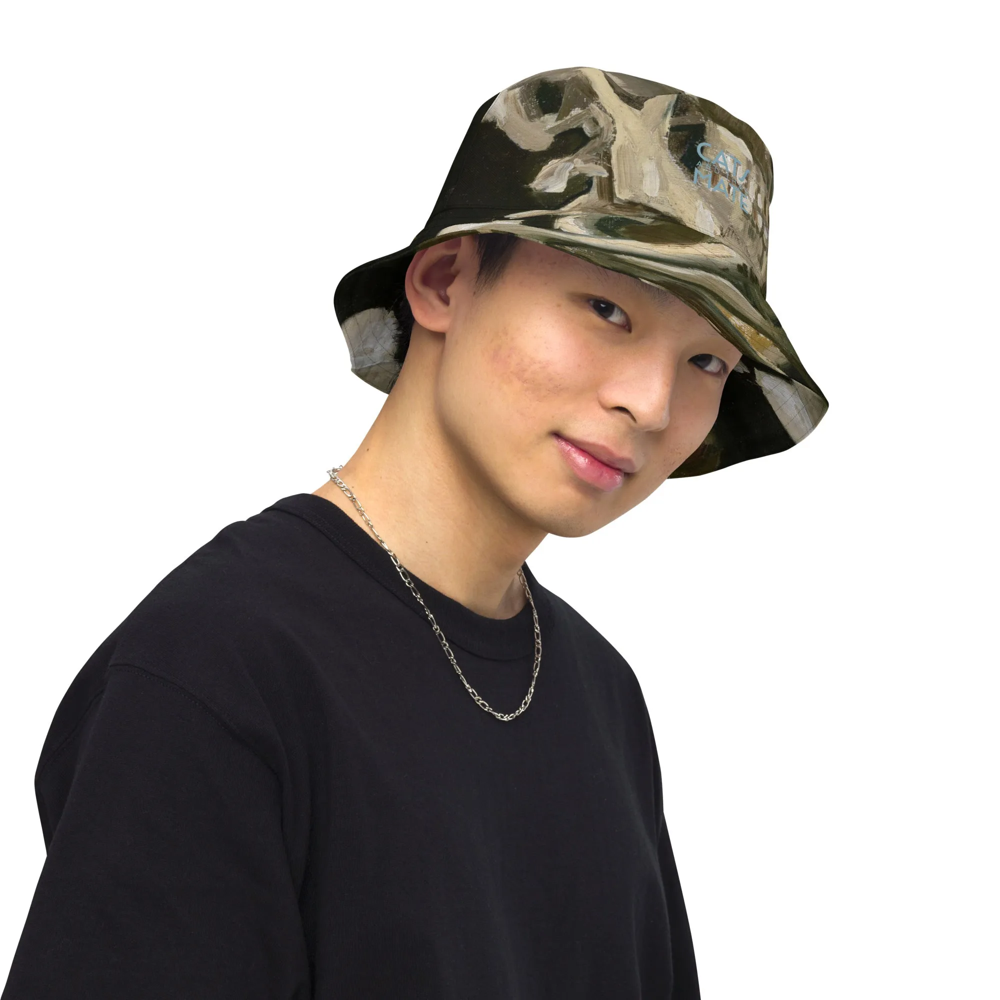 CatsAndThatMate03 "smokin skull" Reversible bucket hat