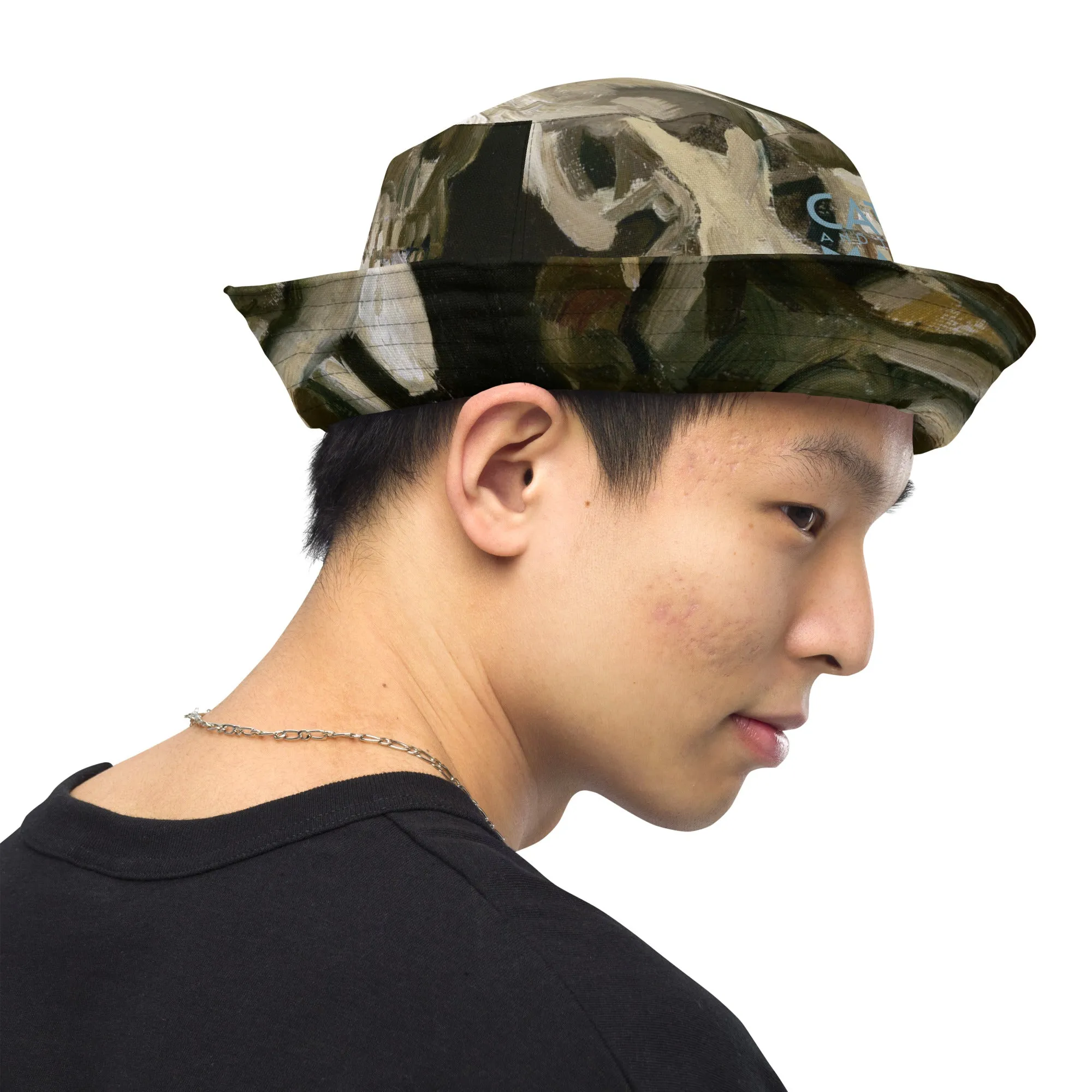 CatsAndThatMate03 "smokin skull" Reversible bucket hat