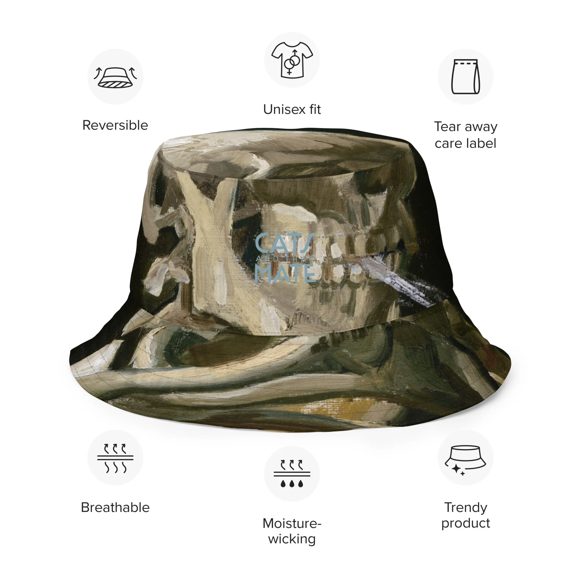 CatsAndThatMate03 "smokin skull" Reversible bucket hat
