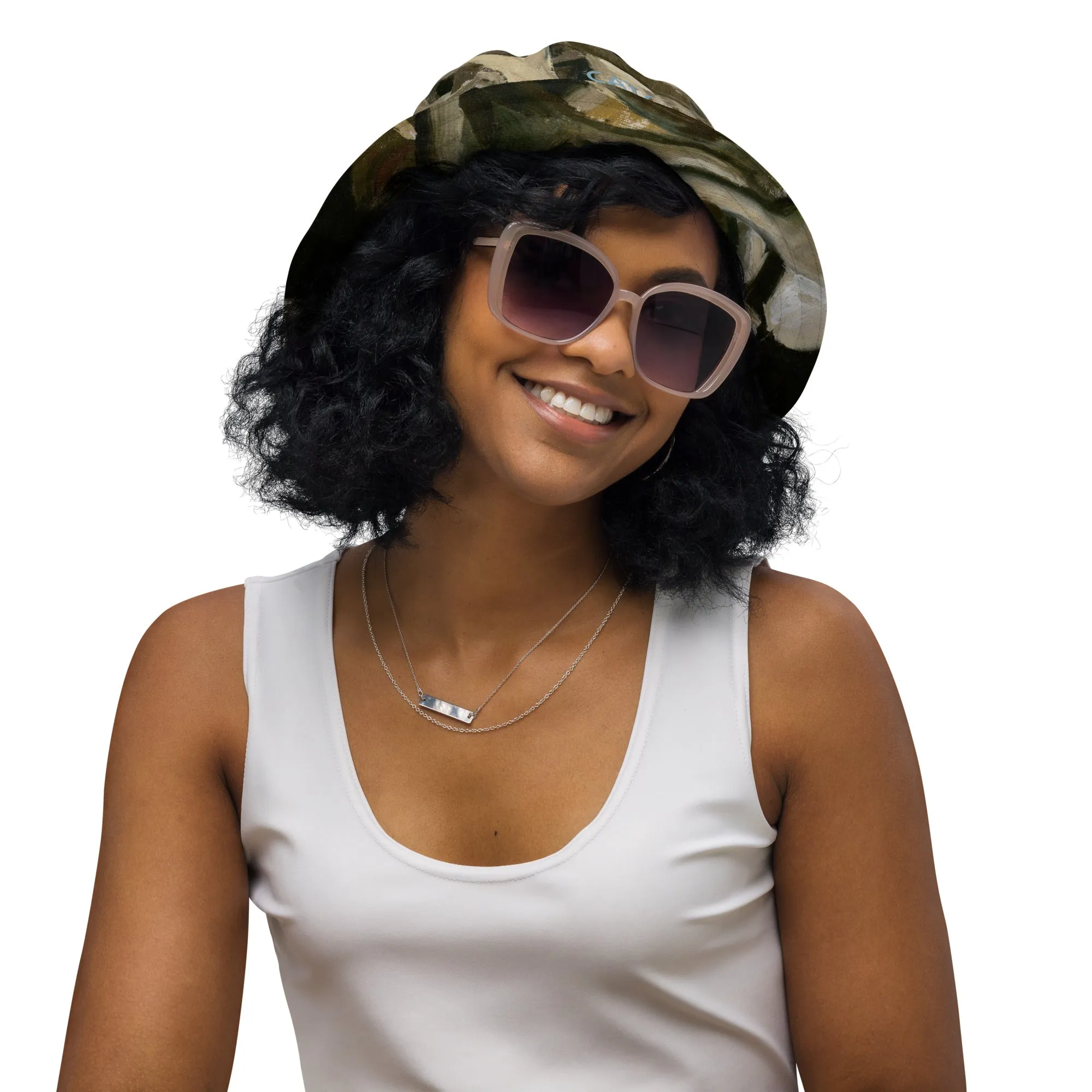 CatsAndThatMate03 "smokin skull" Reversible bucket hat