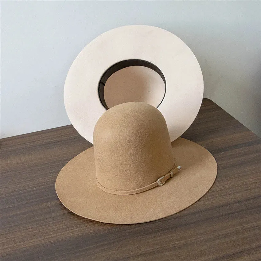 Chic Fedoras Winter Wool Fashion High Crown with Belt