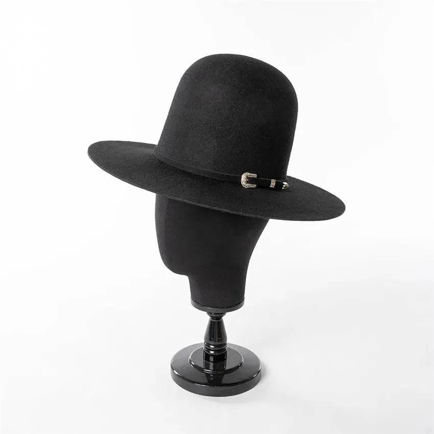 Chic Fedoras Winter Wool Fashion High Crown with Belt