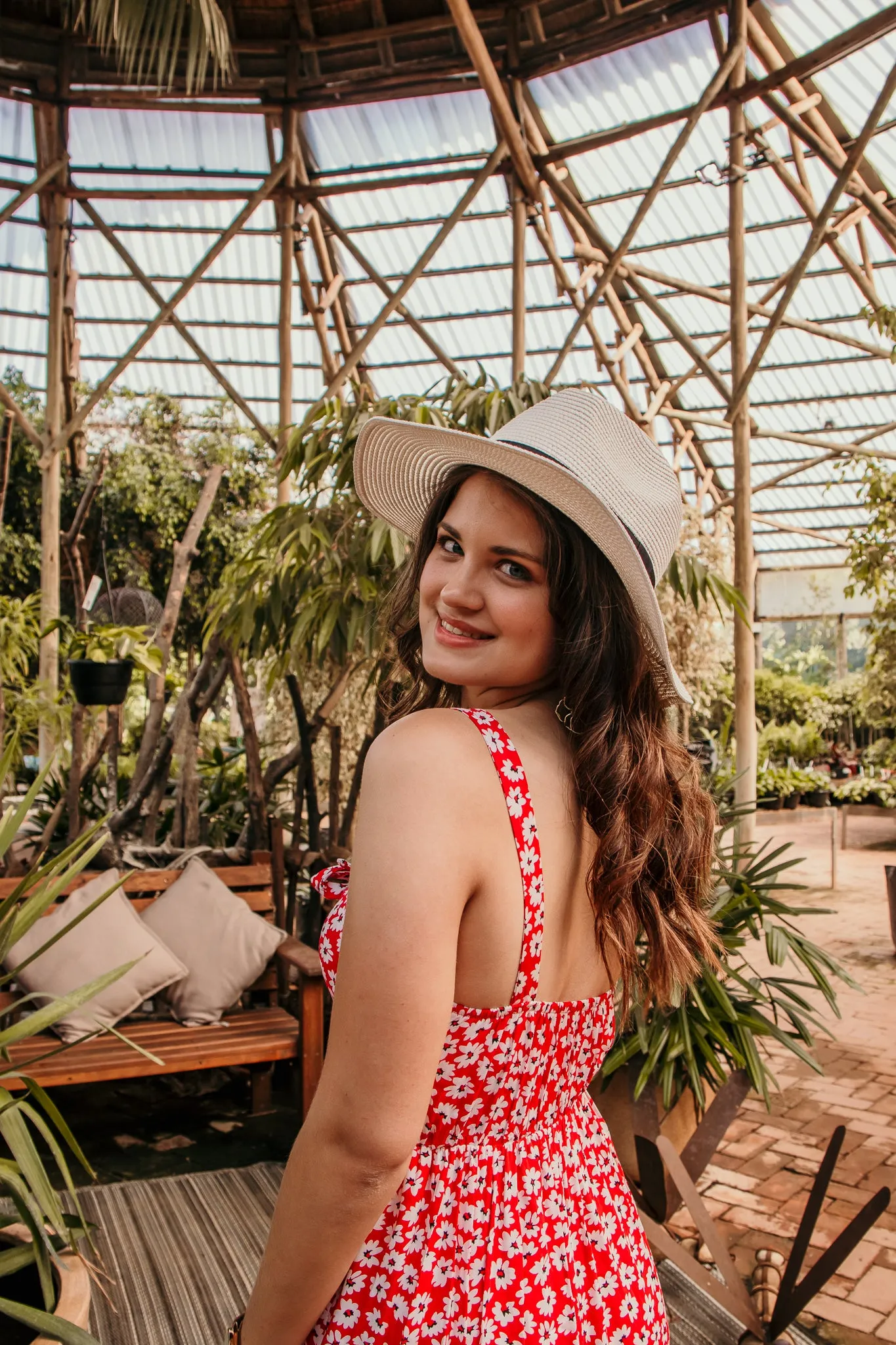 Elara Wide Brim Fedora Sunhat: White