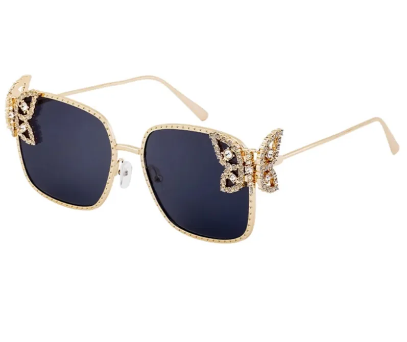 EM Women Rhinestone Butterfly Frame Sun Glasses