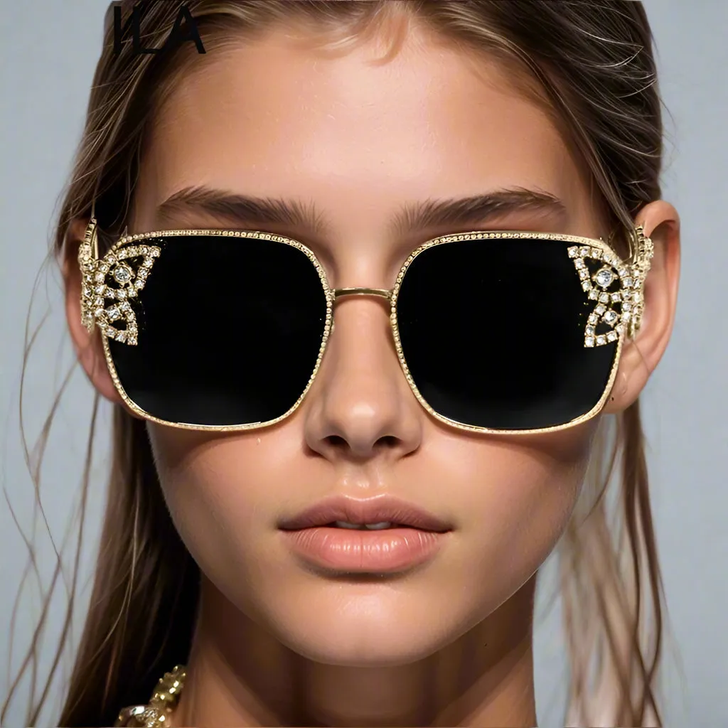 EM Women Rhinestone Butterfly Frame Sun Glasses
