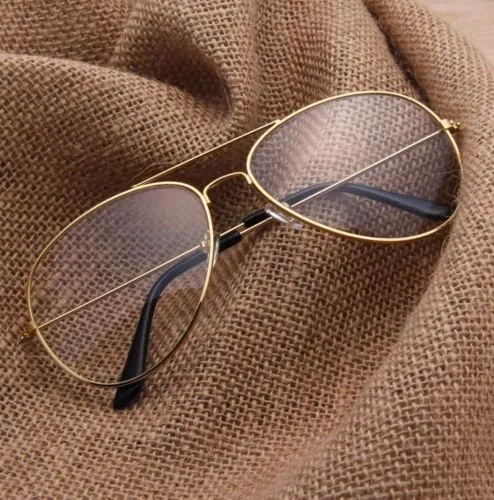 Fashionable Gold Aviator Style Clear Glasses