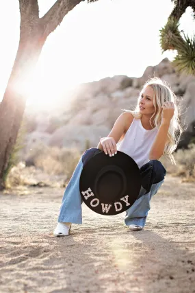 FINAL SALE!! "Howdy" Wool Hat in Black in 2 Styles