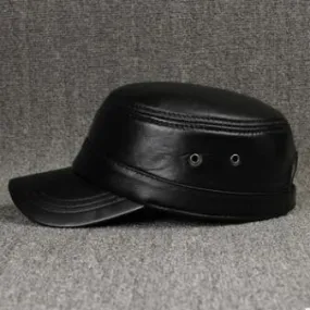 Genuine Sheepskin Leather Adjustable Breathable Military Hat Men