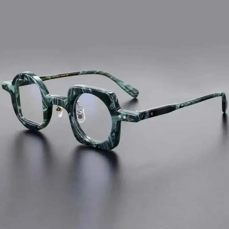 Geometric Round Square Acetate Glasses