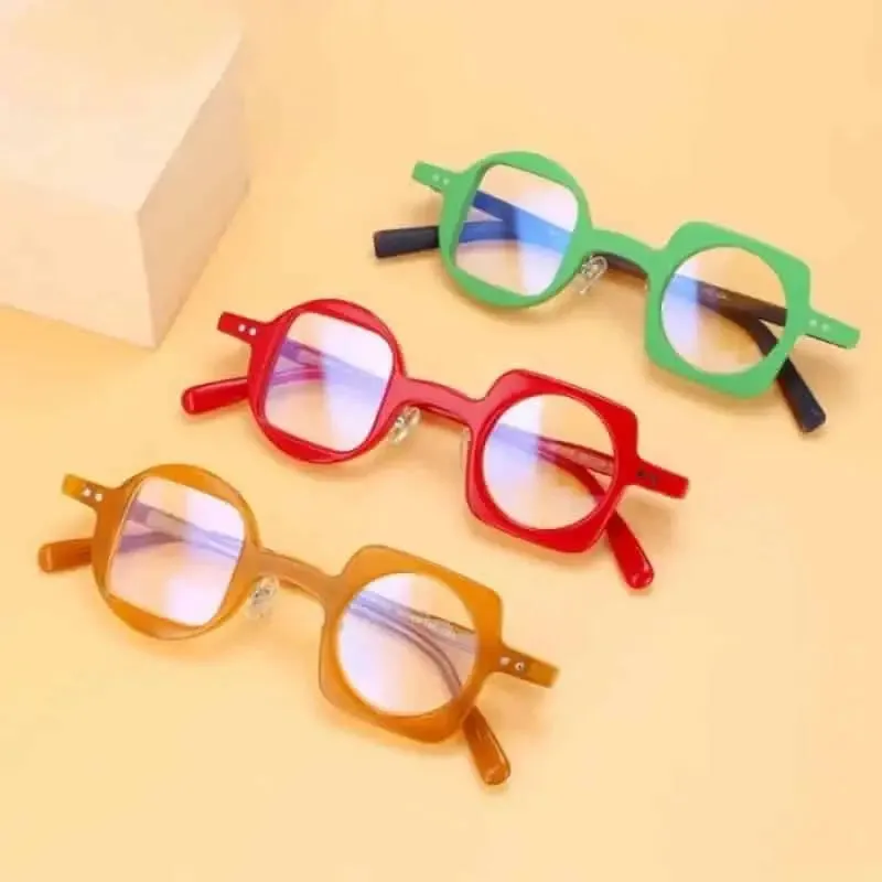 Geometric Round Square Acetate Glasses