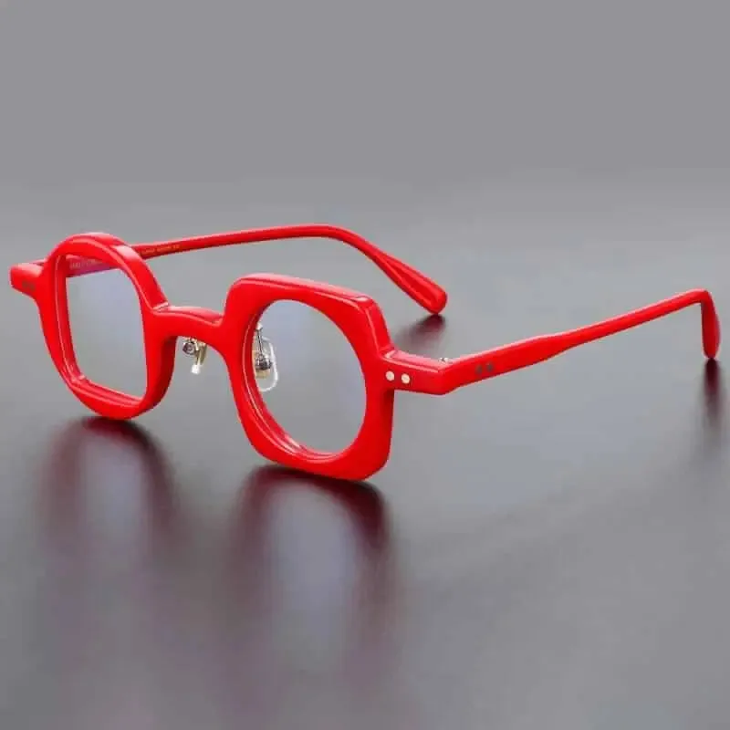 Geometric Round Square Acetate Glasses