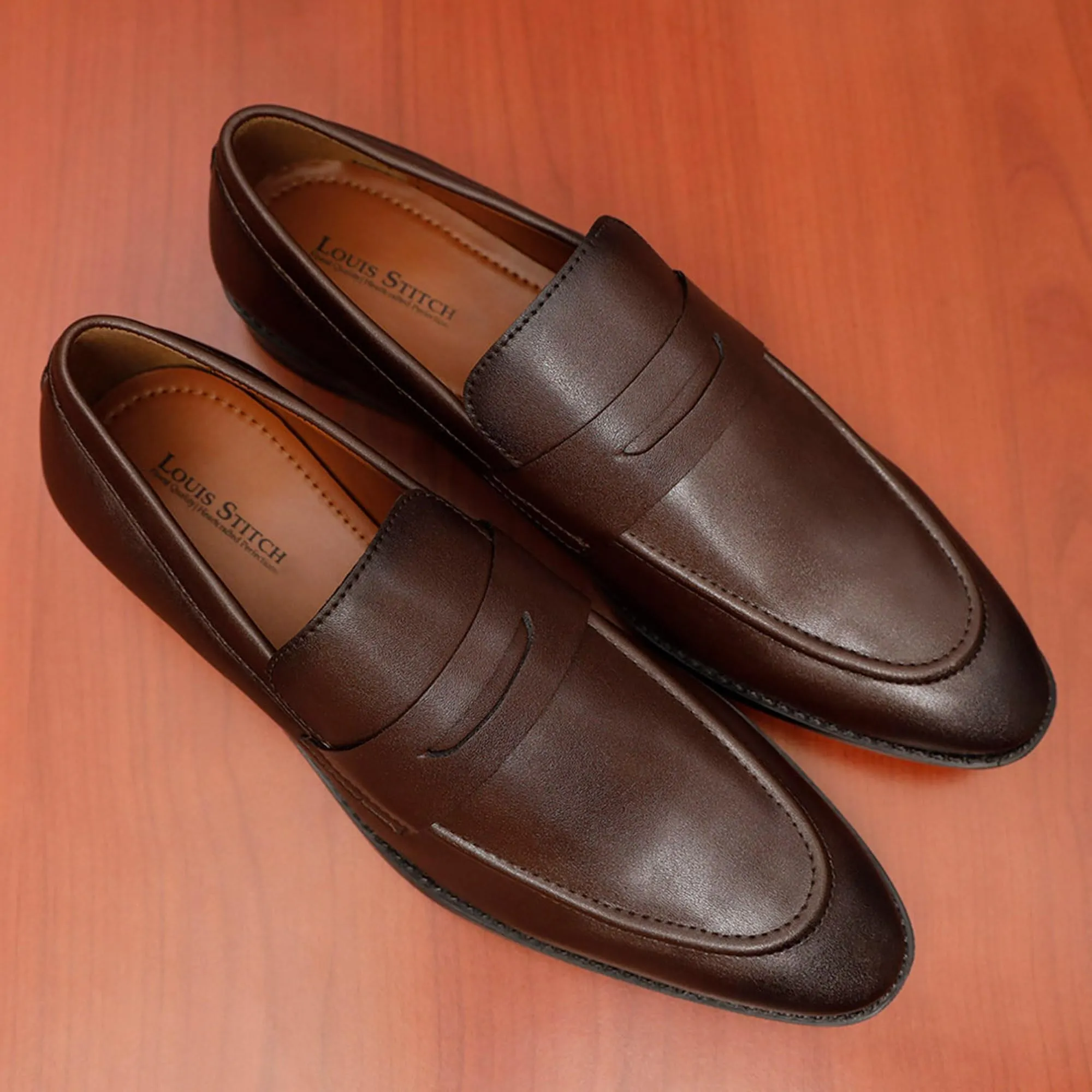 LOUIS STITCH Men's Brunette Brown Shoes Slipon Style Comfortable Moccasins for Men