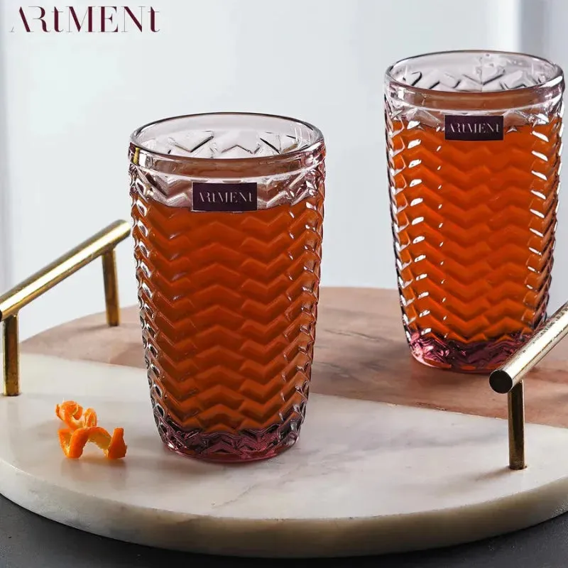 Maroon Modern Muse Water & Juice Tumbler Glass | 310 ML