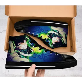 My Hero Academia Deku Izuku Midoriya Shoes High Top Sneakers for Kids and Adults