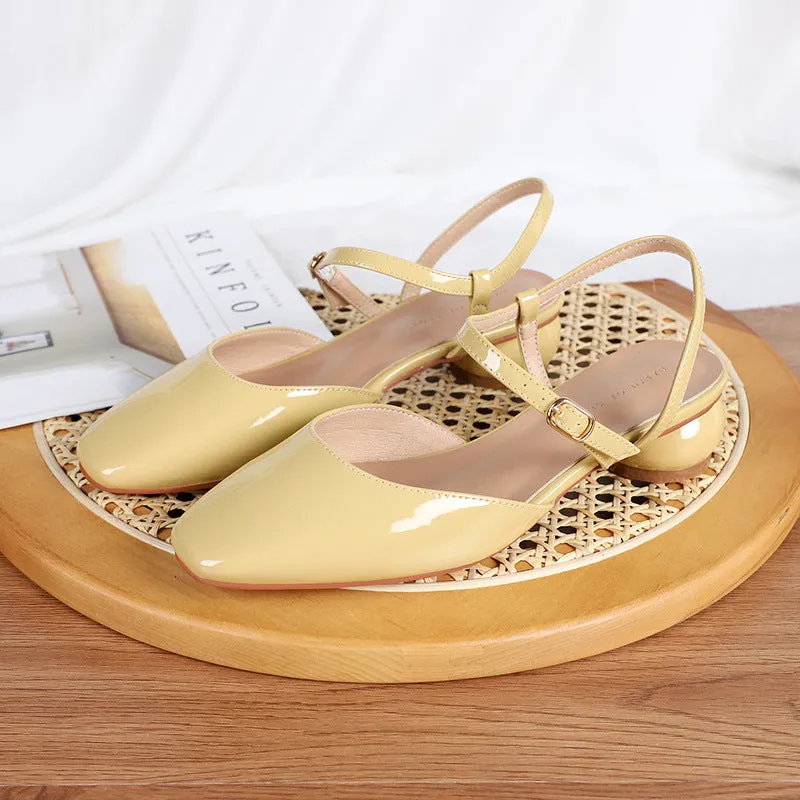 Nude Block Heels Closed Toe Casual Fashionable
