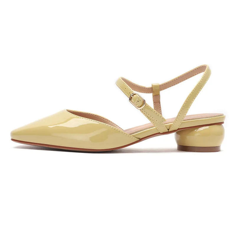 Nude Block Heels Closed Toe Casual Fashionable