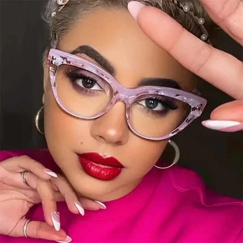 Oversized Frame Clear Cat Eye Glasses