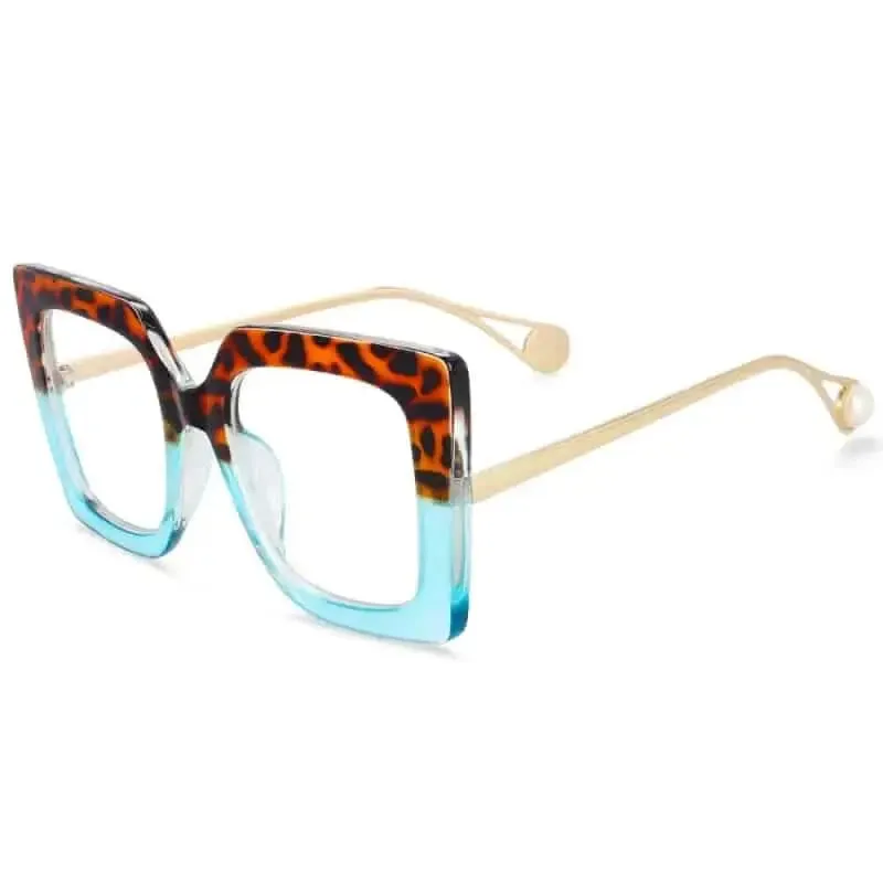 Oversized Square Leopard Pearl Glasses