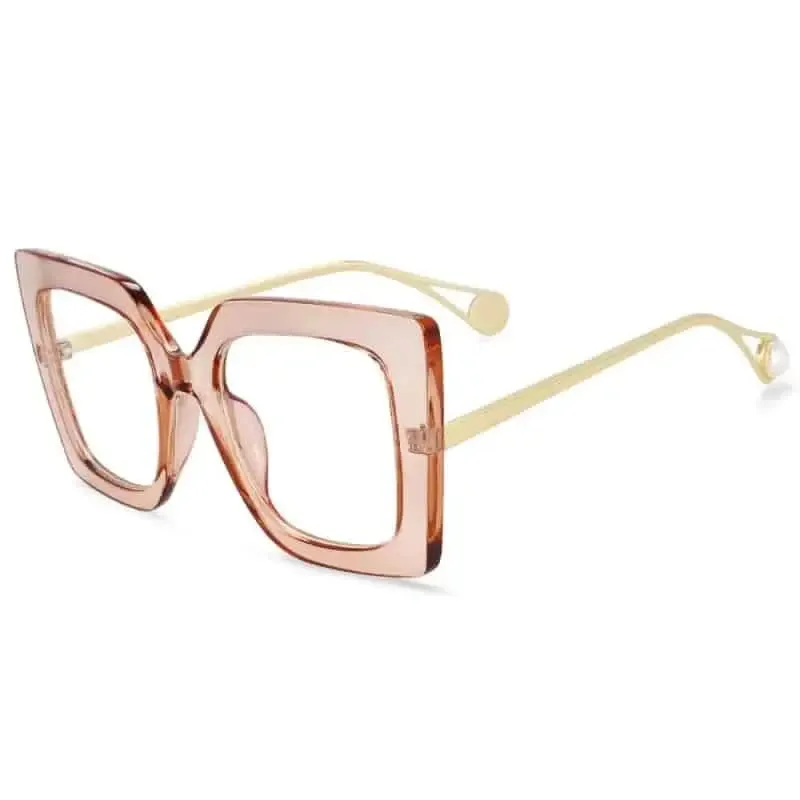 Oversized Square Leopard Pearl Glasses
