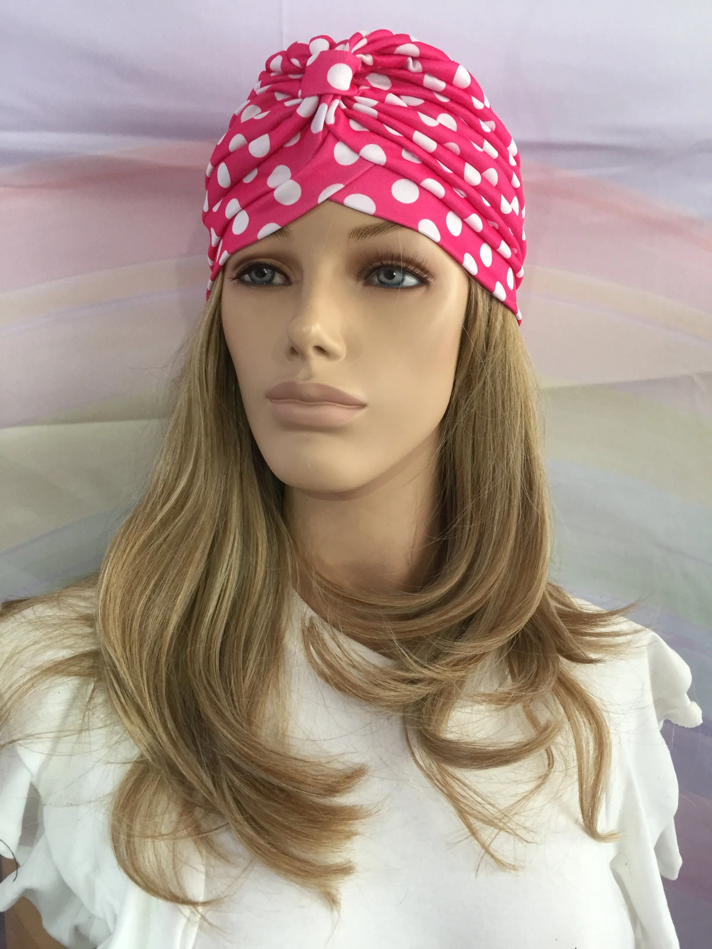 Pink Polka Dot Turban