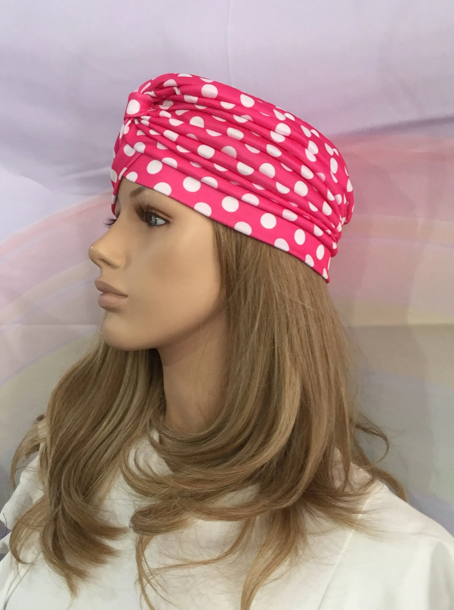 Pink Polka Dot Turban