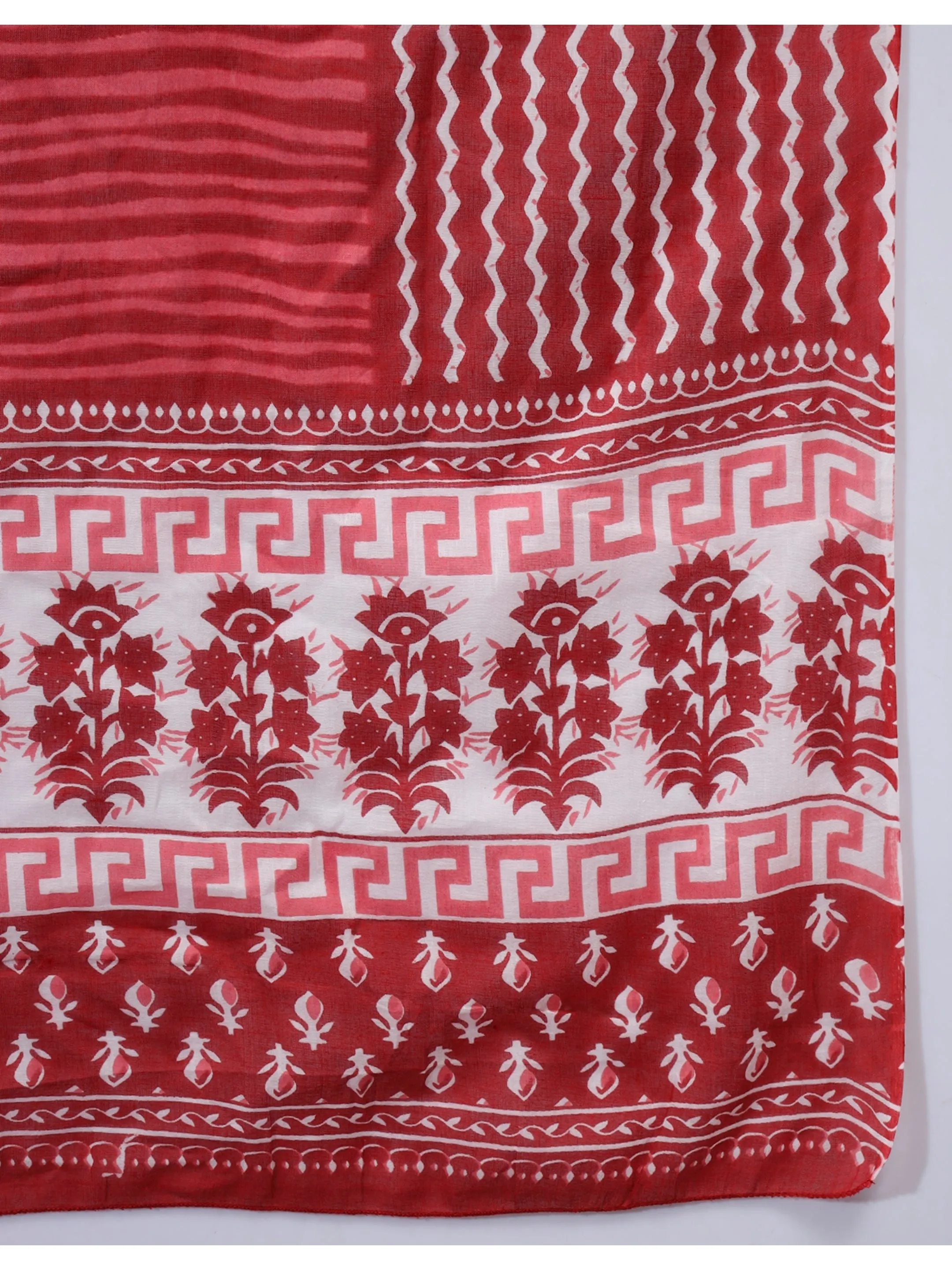 Red Cotton Straight Kurta Set