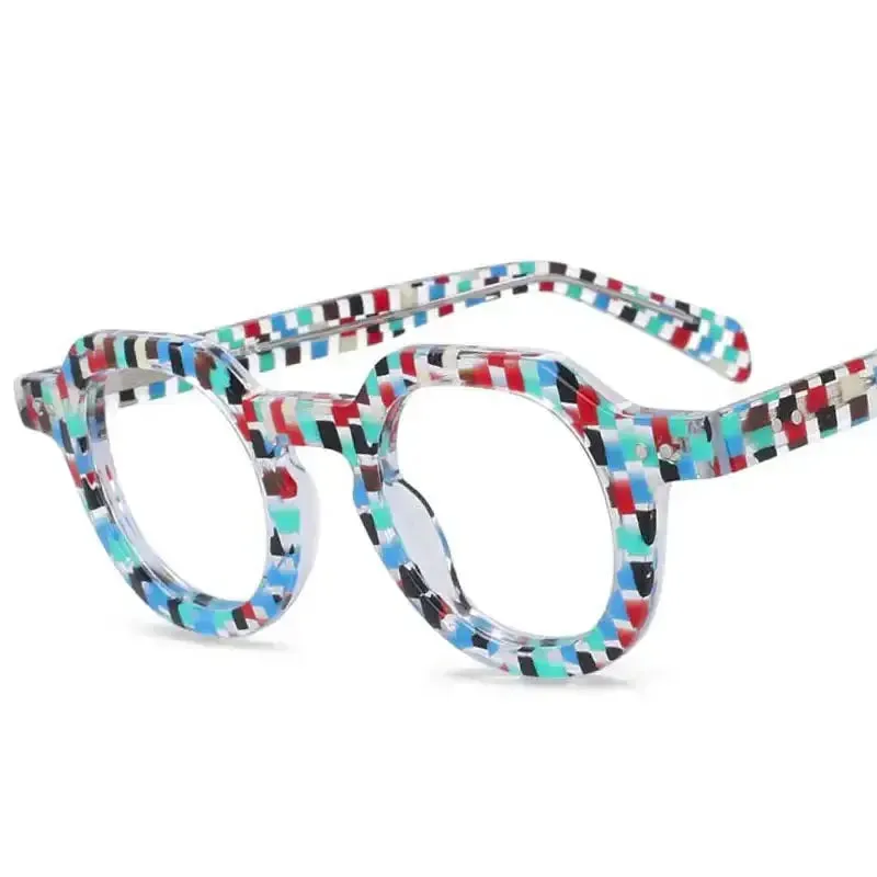 Round Print Retro Acetate Glasses