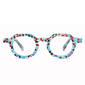 Round Print Retro Acetate Glasses