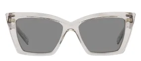 Saint Laurent SL 657 003 Cat-Eye Plastic Beige Sunglasses with Silver Mirror Lens