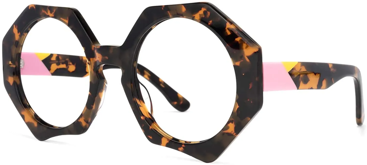 Translucent Gold-Tortoise Stylish Oversized Glasses