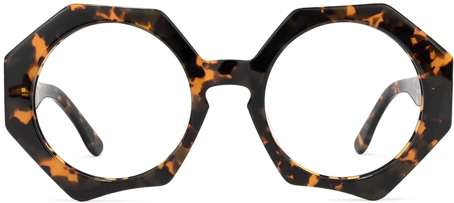 Translucent Gold-Tortoise Stylish Oversized Glasses