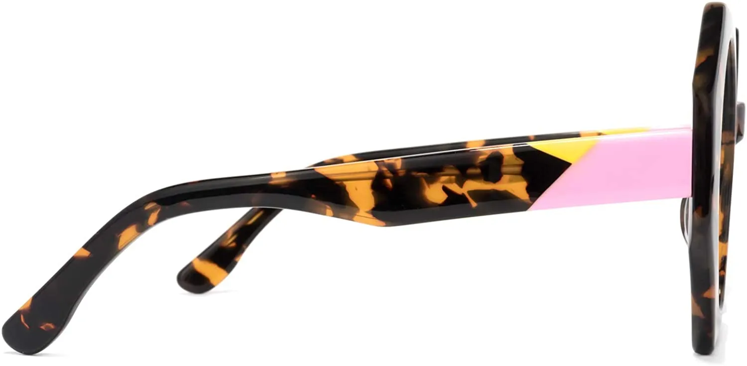 Translucent Gold-Tortoise Stylish Oversized Glasses