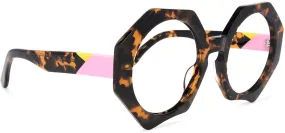 Translucent Gold-Tortoise Stylish Oversized Glasses