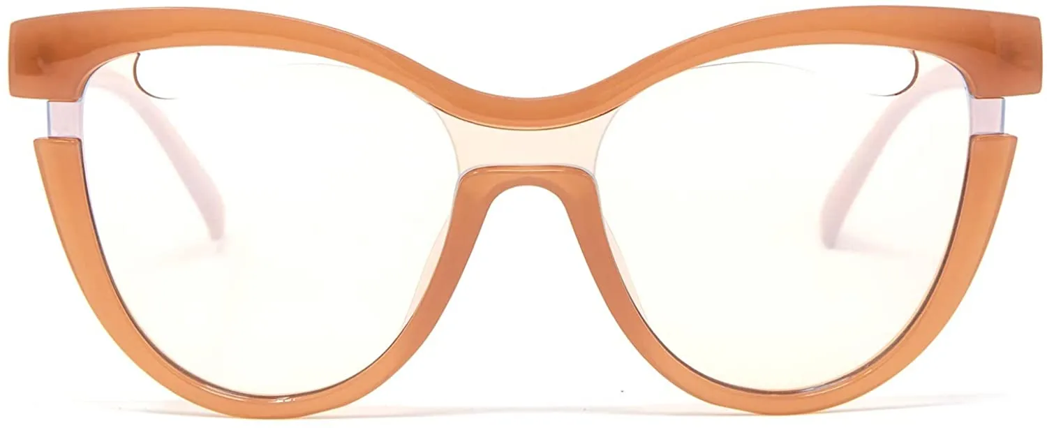 Trendy Designer Oversize Cat-Eye Shield Orange Frames