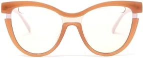 Trendy Designer Oversize Cat-Eye Shield Orange Frames