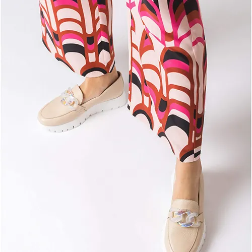 Wonders Ladies Platform Loafers- A-2444 - Beige